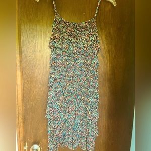 Floral Mini Ruffle Spaghetti Adjustable Straps Sun Dress